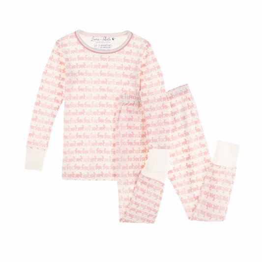 Bunny Hop Long Pajamas - Dusty Rose