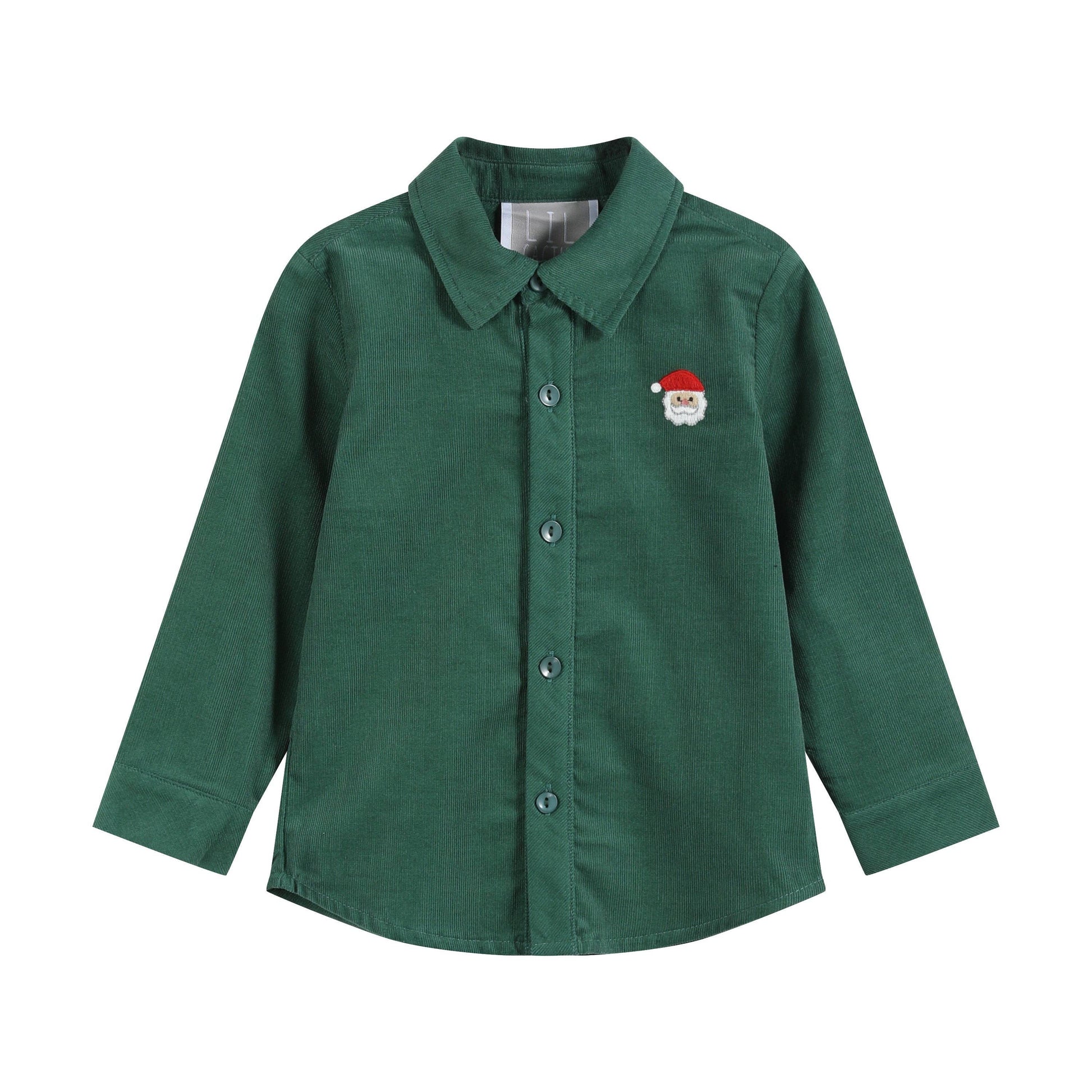 Green Corduroy Santa Dress Shirt Lil Cactus