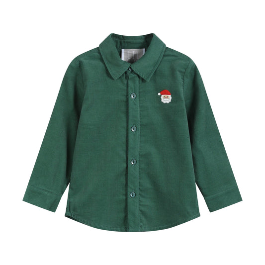 Green Corduroy Santa Dress Shirt Lil Cactus