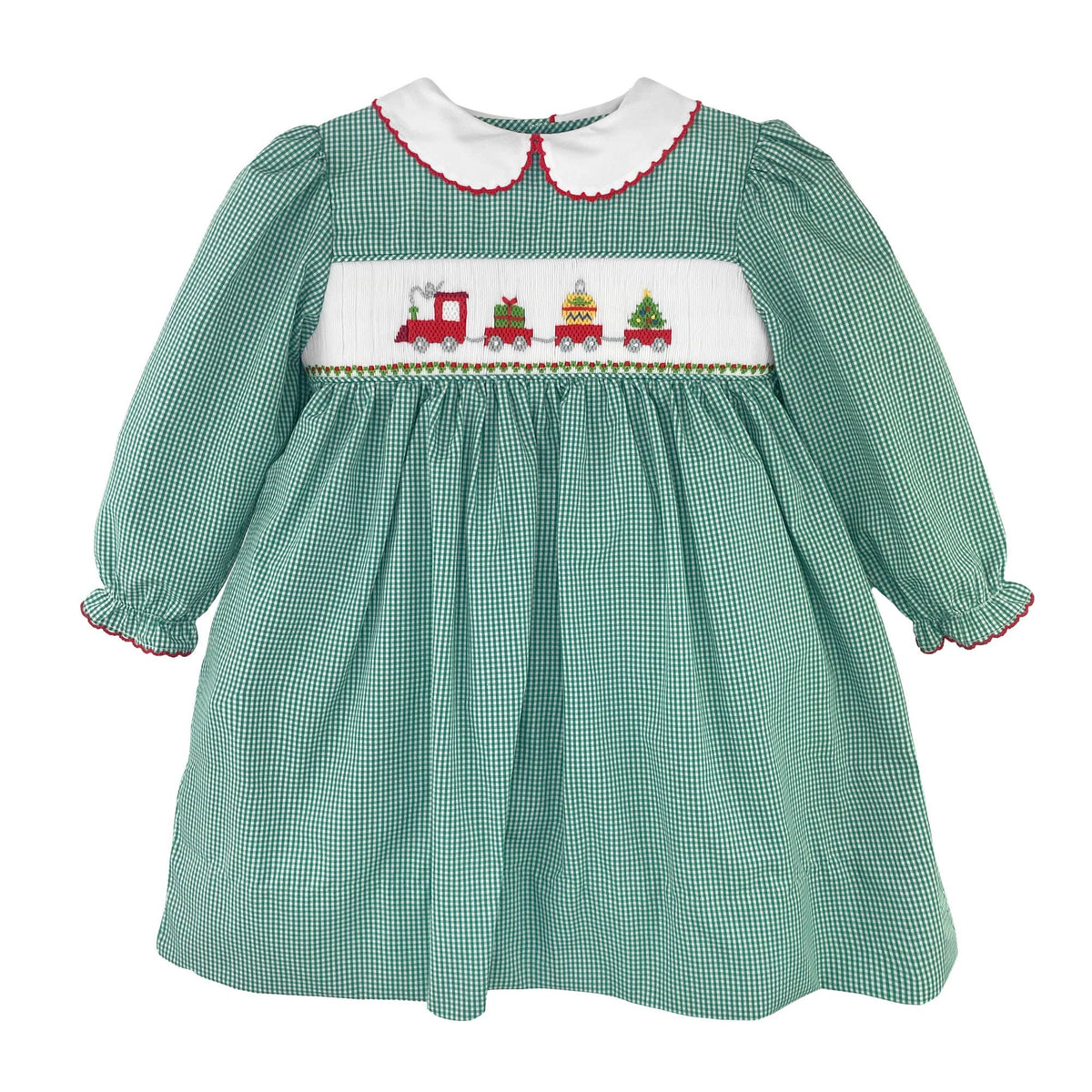 Christmas Train Dress with Hand Picture Smocking Petit Ami & Zubels
