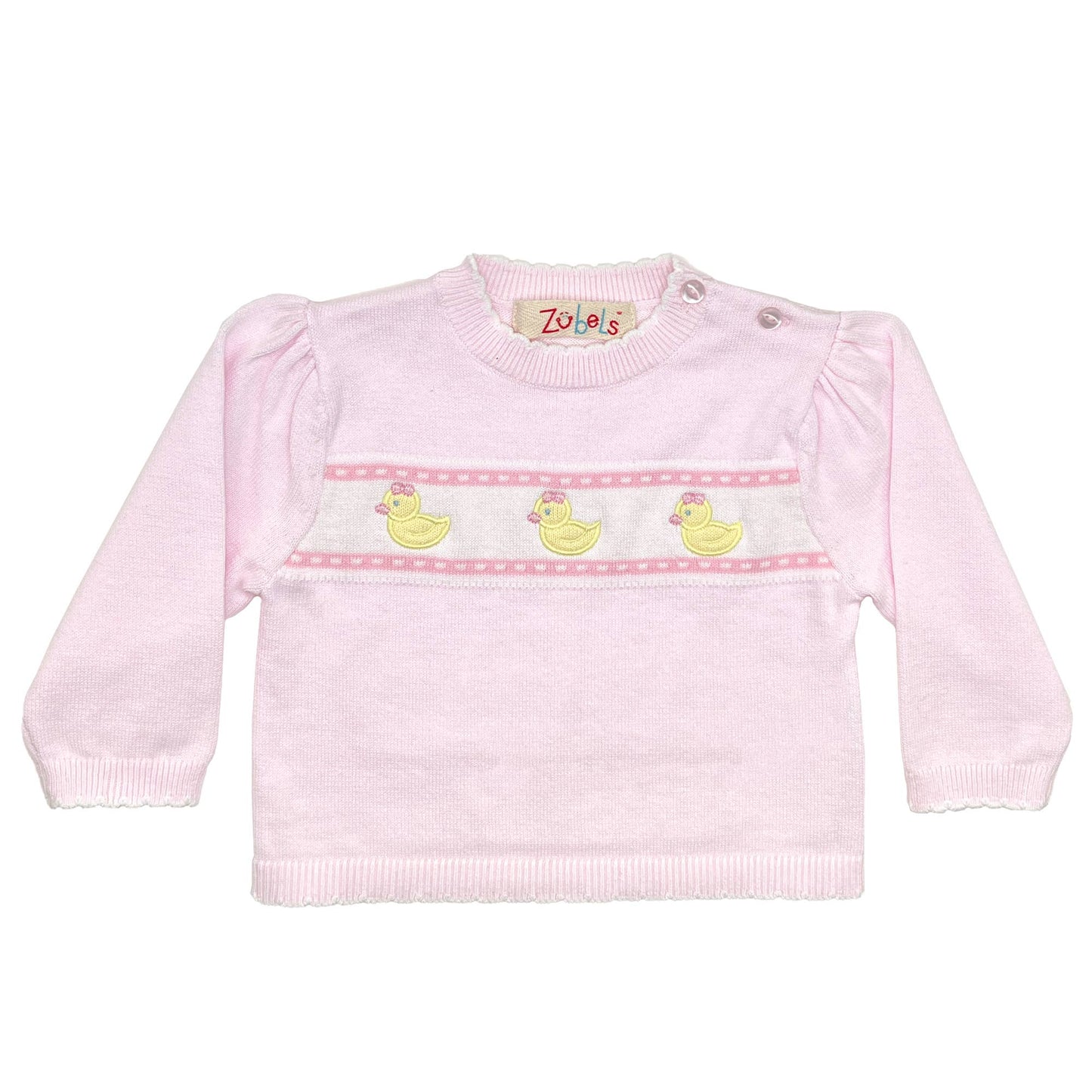 Three Little Ducks Pink Knit Sweater Petit Ami & Zubels