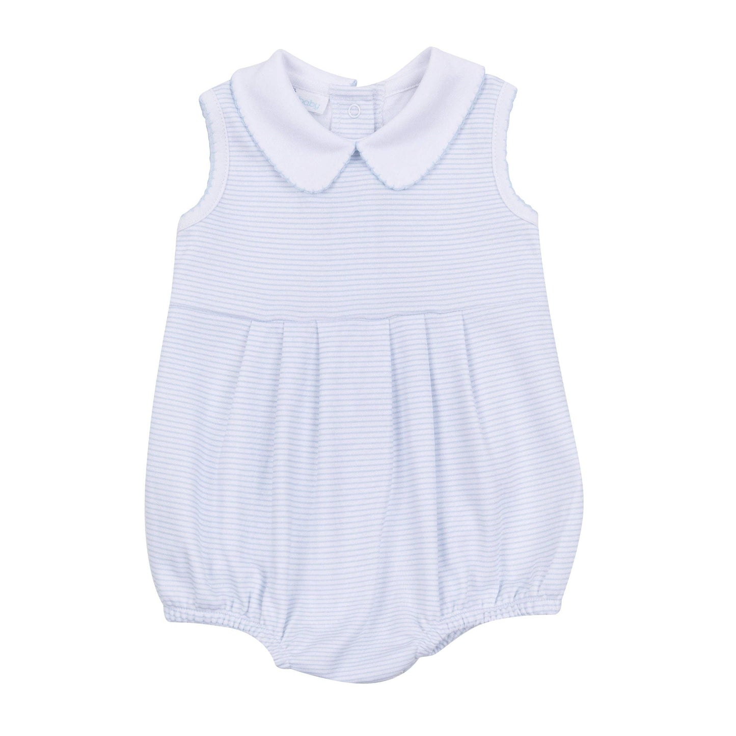 Mini Stripes Collared Sleeveless Bubble - Light Blue Magnolia Baby