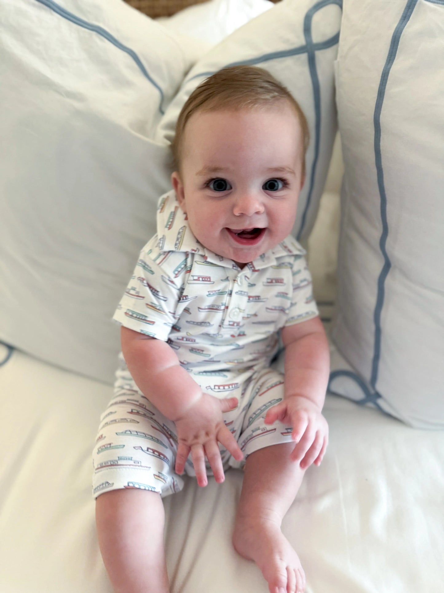 Harbor Days Collared Romper Feather Baby