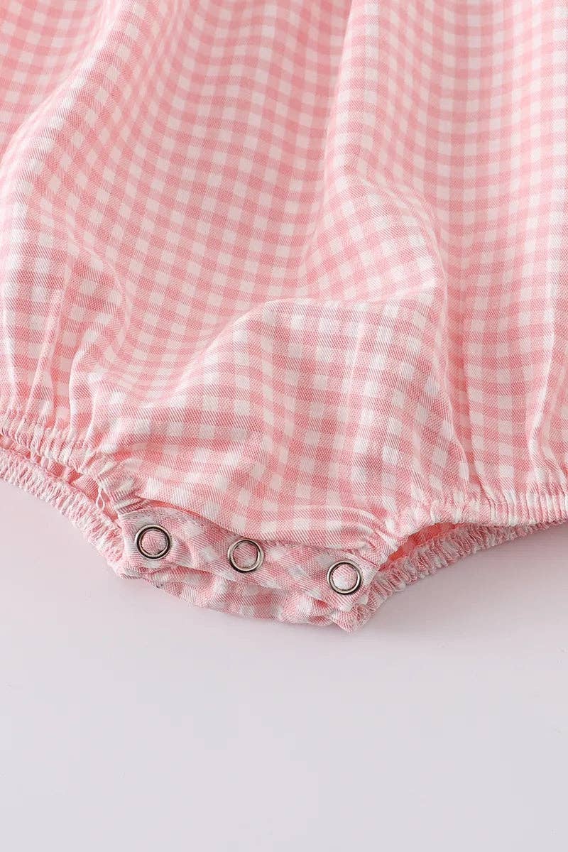 Strawberry Plaid Smocked Romper Lowcountry Littlewear