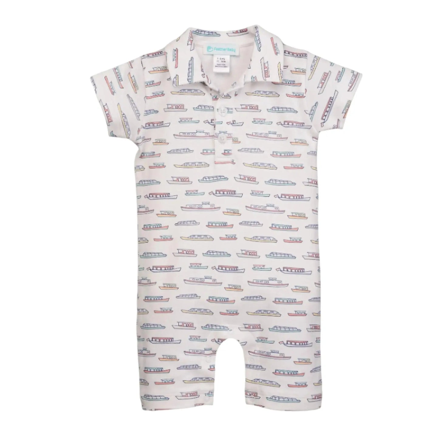 Harbor Days Collared Romper Feather Baby