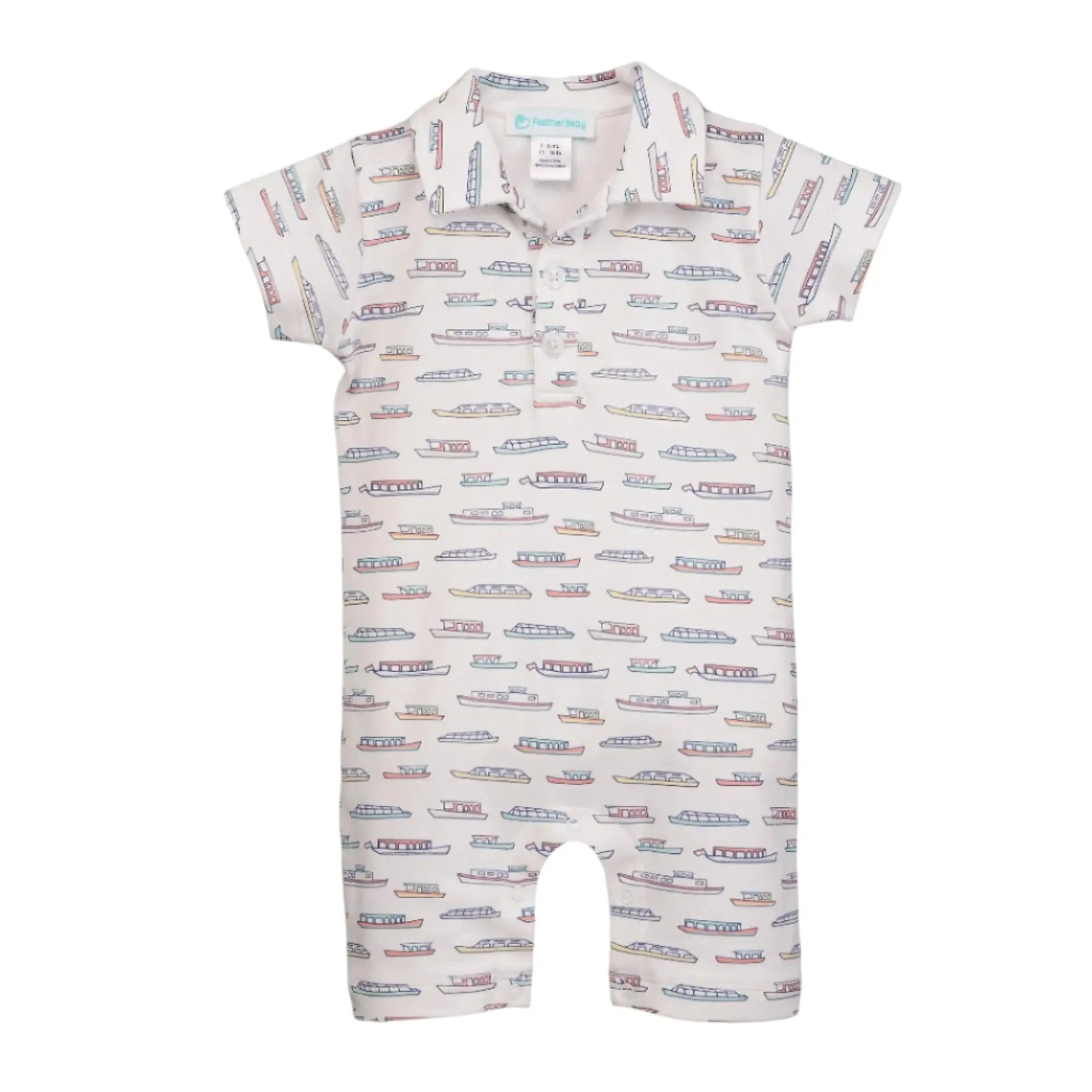 Harbor Days Collared Romper Feather Baby