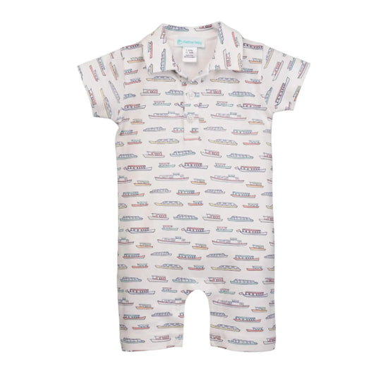 Harbor Days Collared Romper Feather Baby
