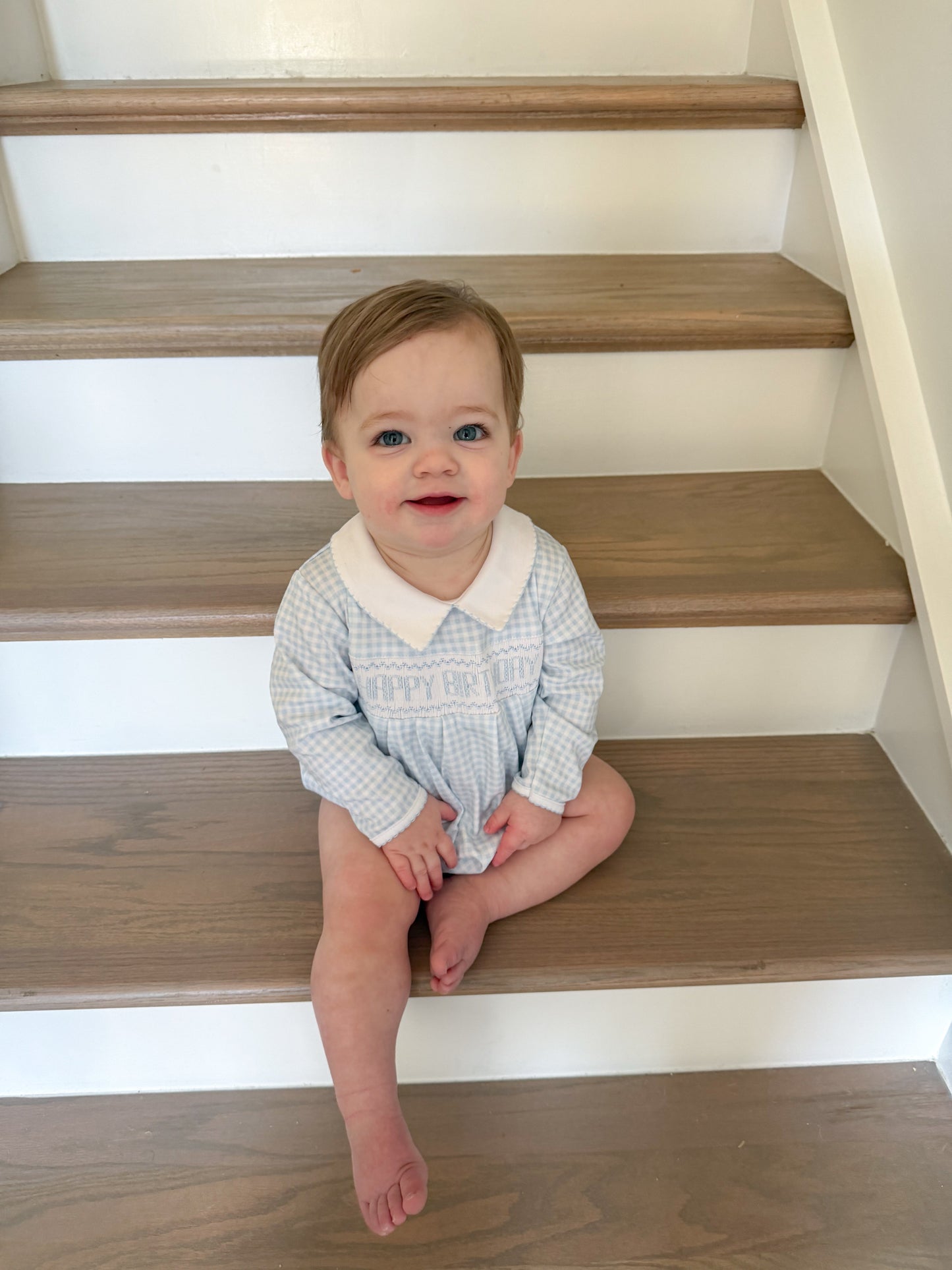 Birthday Heirloom Light Blue Smocked Bubble Magnolia Baby