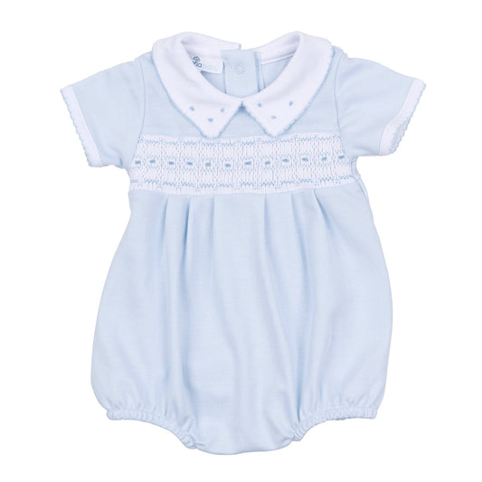 Landry Smocked Bubble - Light Blue Magnolia Baby