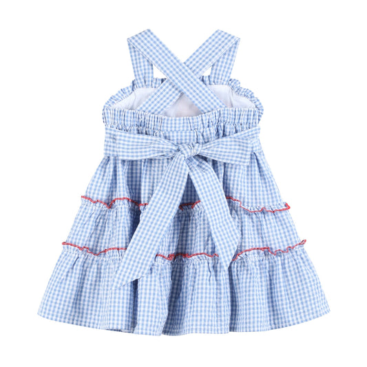 Blue Gingham Crawfish Layered Sundress Lowcountry Littlewear