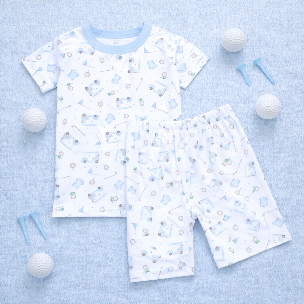 Little Golfer Short Pajamas - Light Blue Magnolia Baby