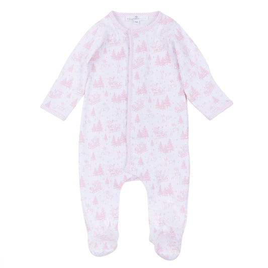 Holiday Toile Footie - Pink Magnolia Baby