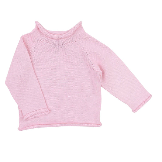 Essentials Knits Pink Raglan Sweater Magnolia Baby. Little girl pink rollover sweater