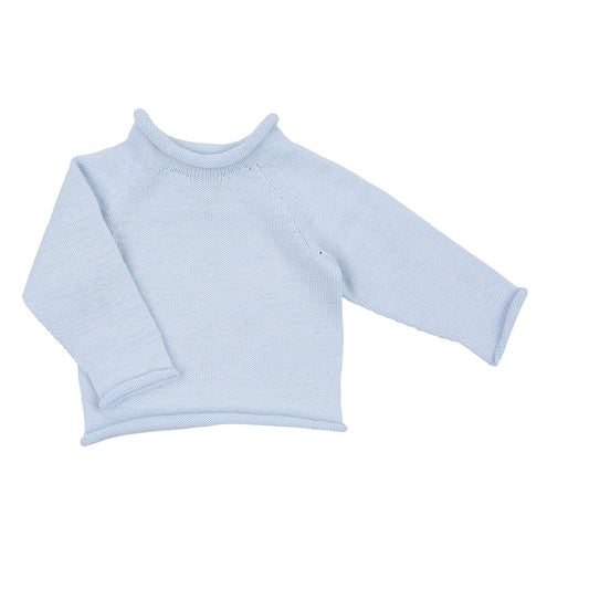 Essentials Knits Blue Raglan Sweater Magnolia Baby. Little boy blue rollover sweater.