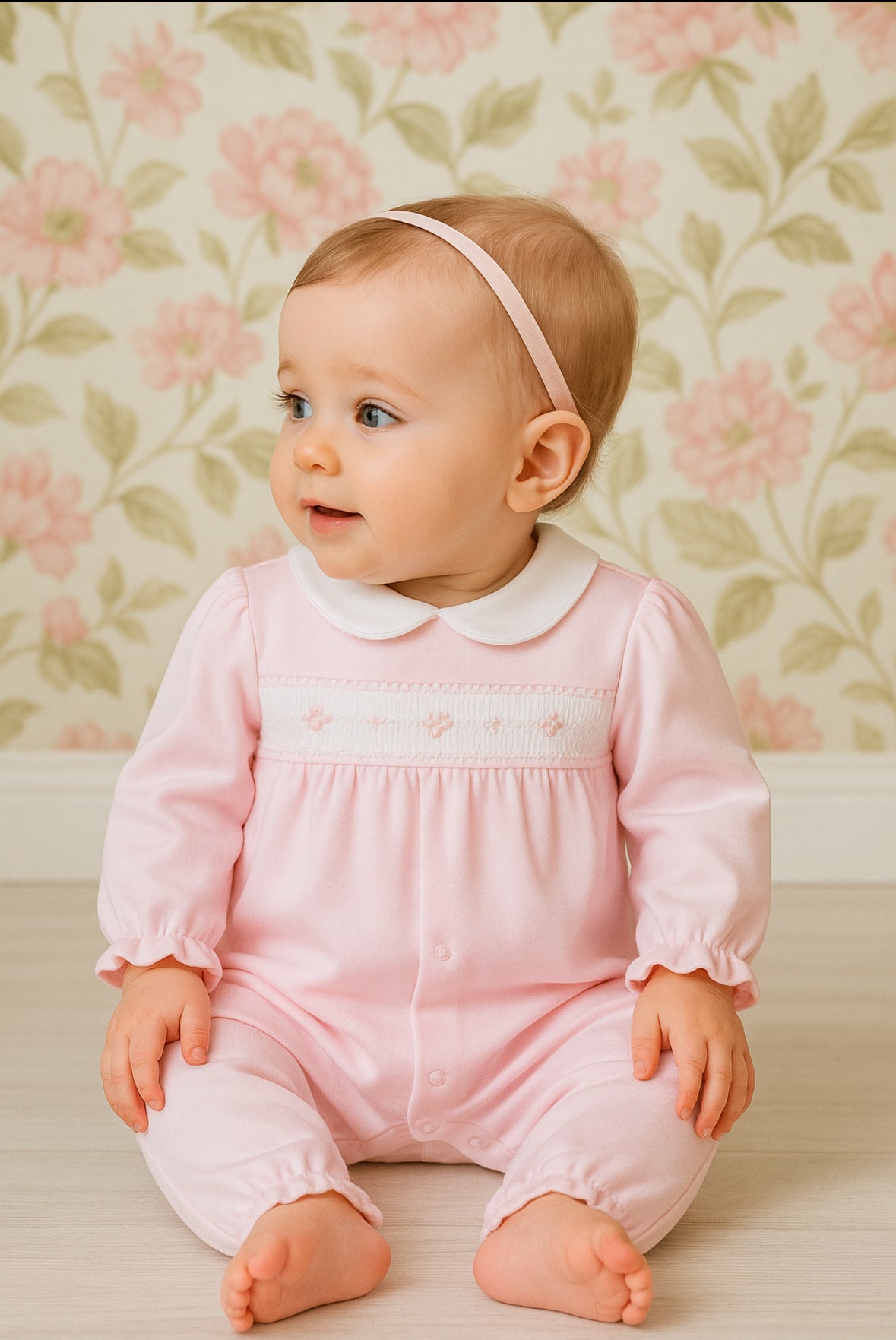 Smocked Flower Knit Longall
