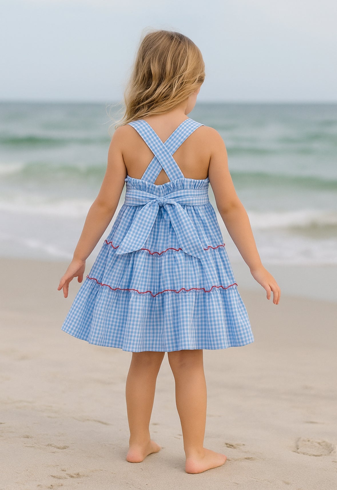 Blue Gingham Crawfish Layered Sundress
