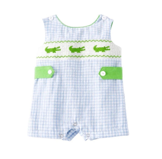 Boys Alligator Smocked Romper Rylee Faith Designs