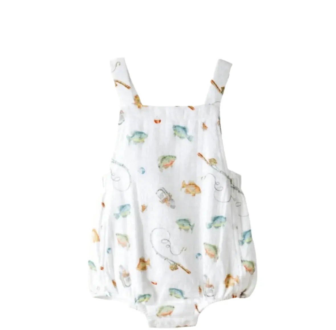 Baby romper with fish pattern on a white background