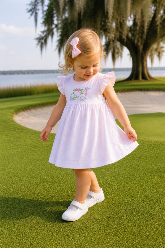 Pink Golf Embroidered Bubble Dress Petit Ami & Zubels