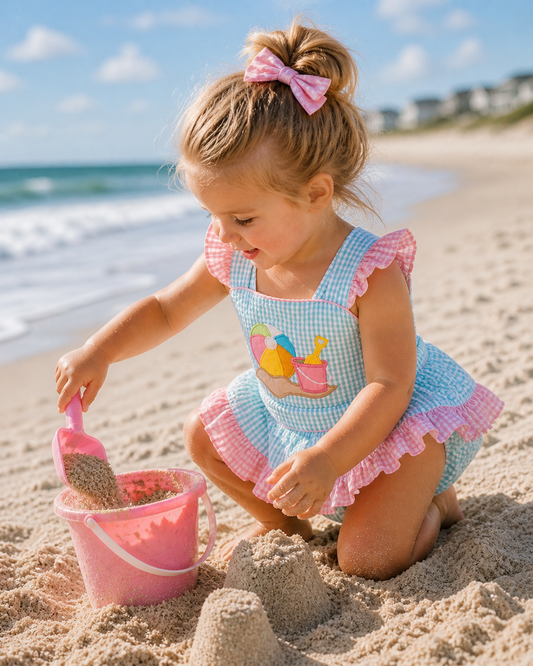 Aqua Seersucker Beach Bubble Petit Ami & Zubels