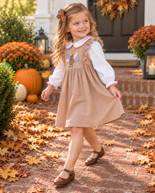 Jumper Dress with Turkey Applique Petit Ami & Zubels