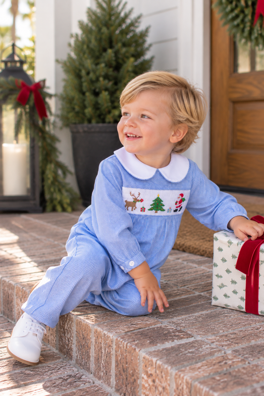 Rudolph Smocked Christmas Longall Petit Ami & Zubels