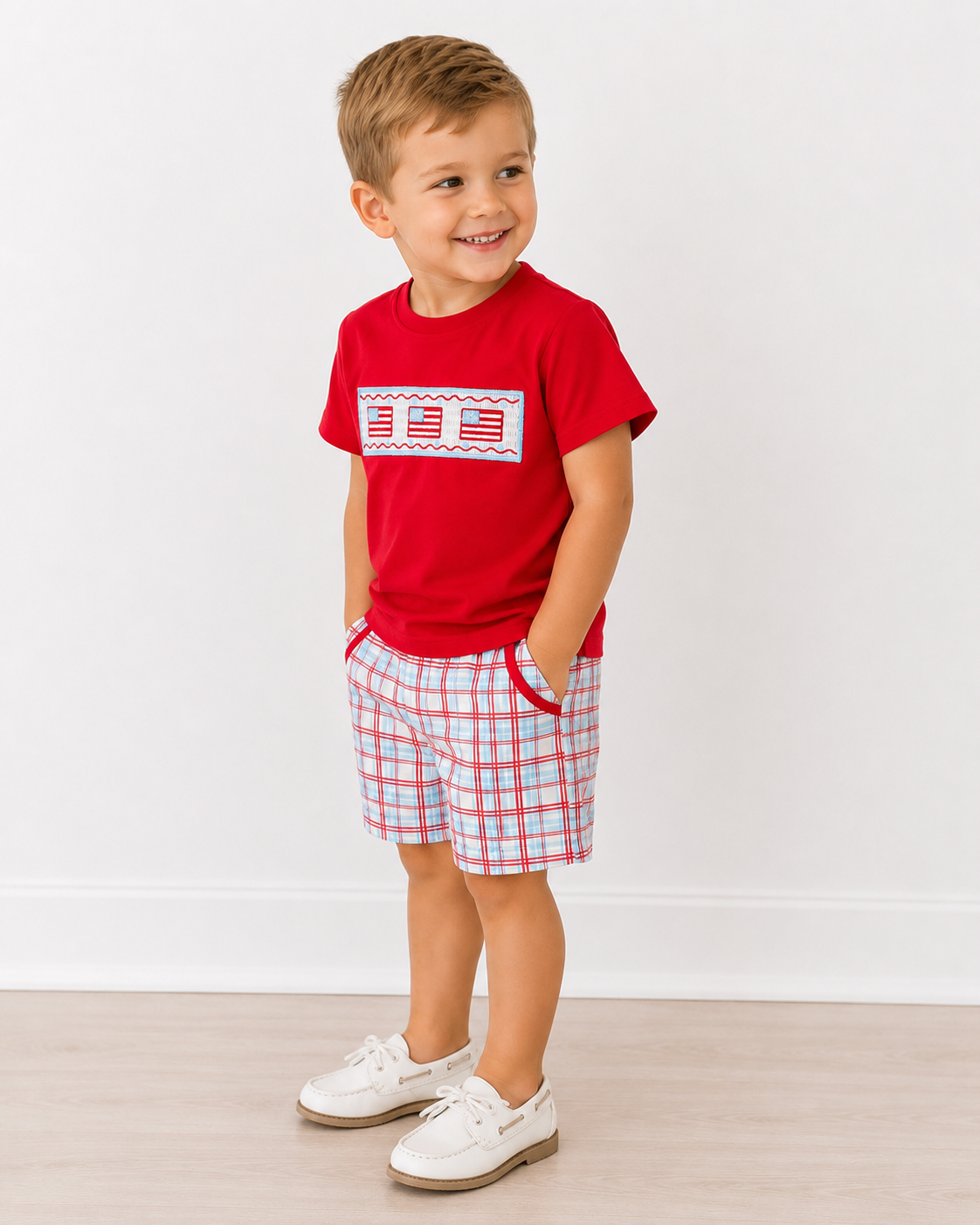 Boys Flag Plaid Set Rylee Faith Designs