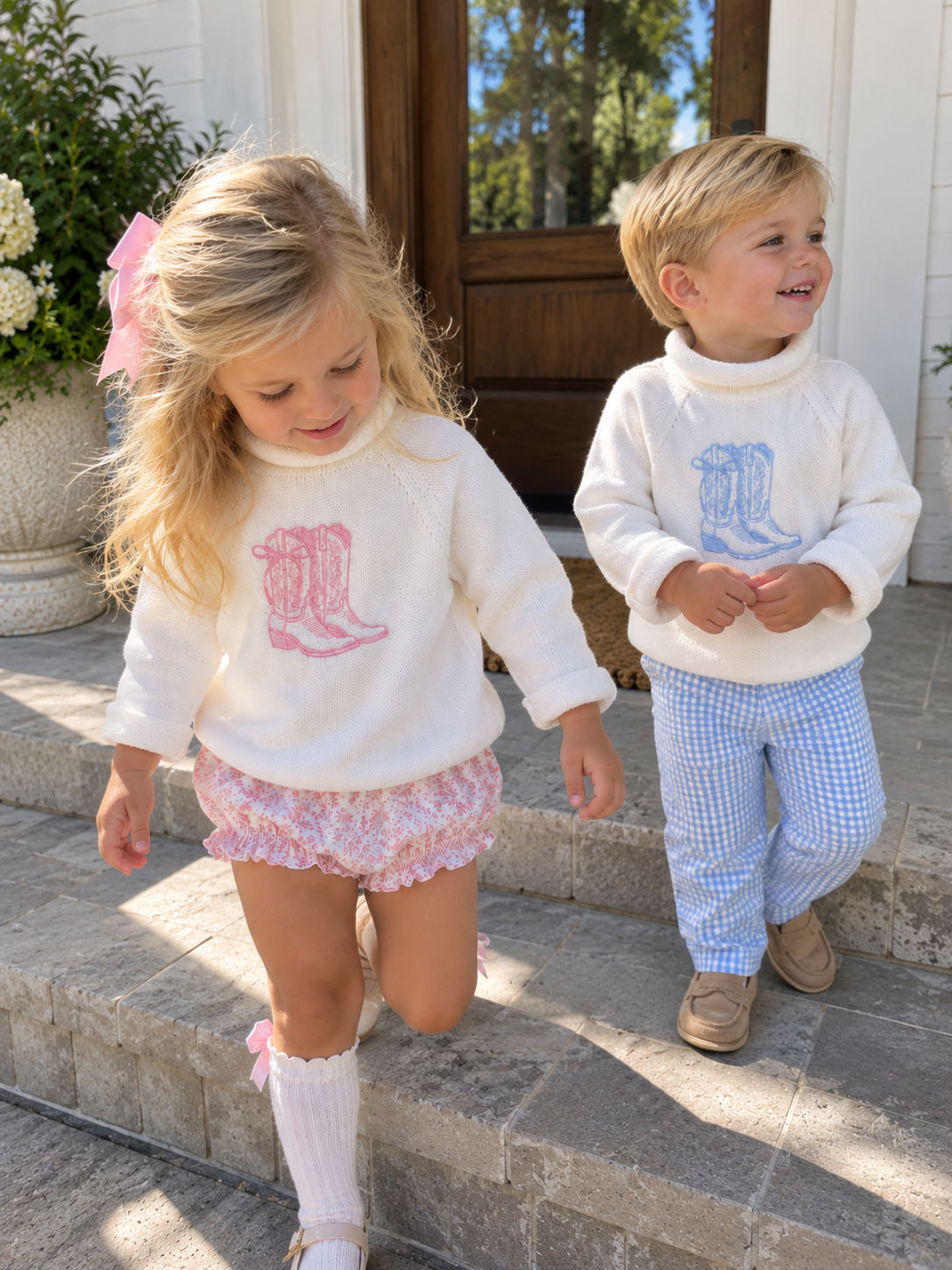 Cowboy Boots Rollneck Sweater - Pink Magnolia Baby