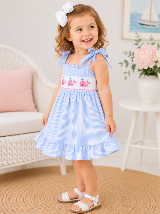 Seaside Whale Smocked Dress Rylee Faith Designs