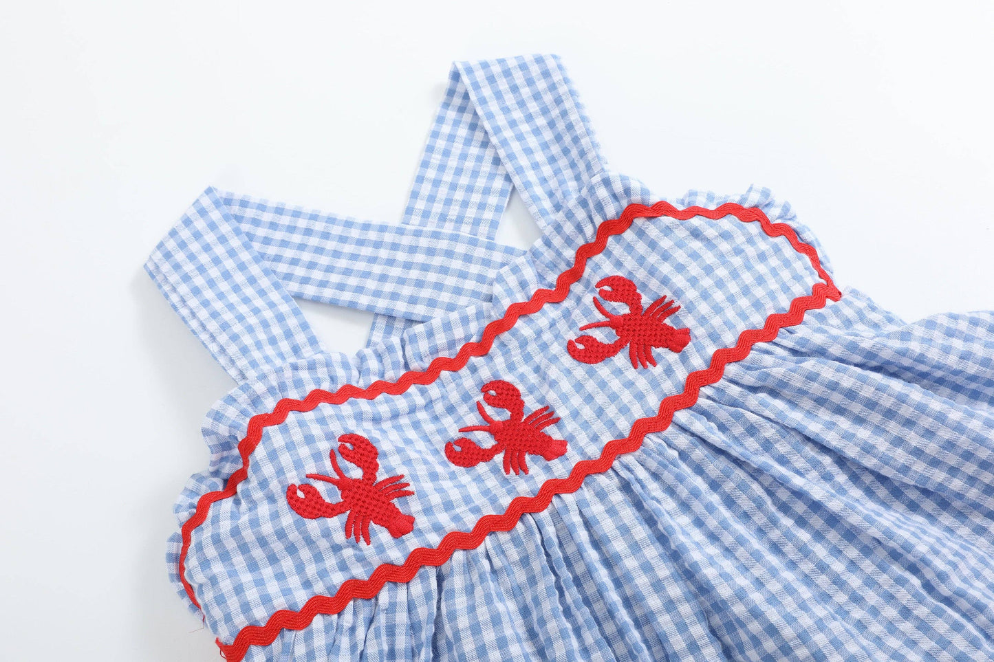 Blue Gingham Crawfish Layered Sundress Lowcountry Littlewear