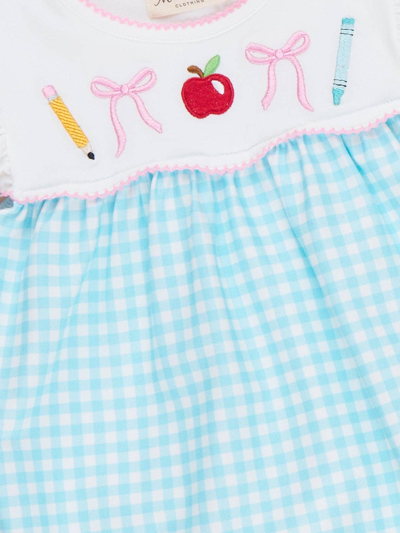 Class-Time Apple & Pencil Embroidered Flutter Dress Marie Nicole Clothing