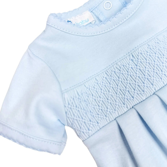 Blue Essentials Solid Smocked Bubble Magnolia Baby