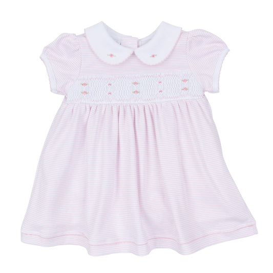 Anna Smocked Short Sleeve Dress - Pink Magnolia Baby