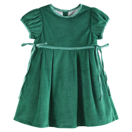 Green Velvet and Satin Bow Christmas Dress Lil Cactus