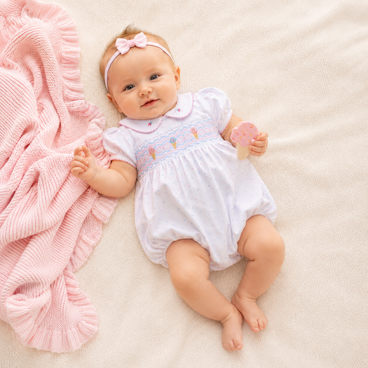 Ice Cream Classics Smocked Collared Bubble Magnolia Baby