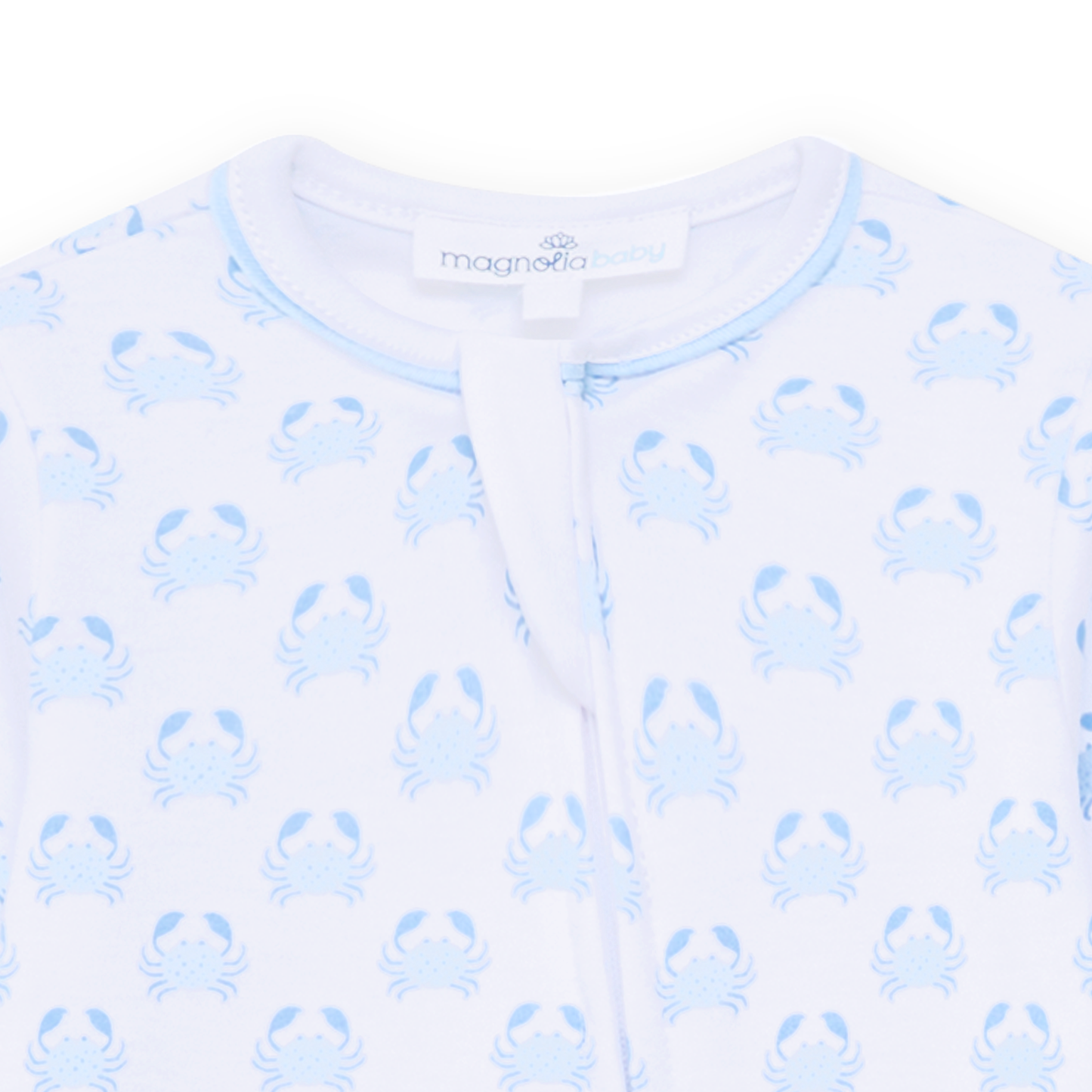 Little Crawlers Print Zip Footie - Light Blue Magnolia Baby