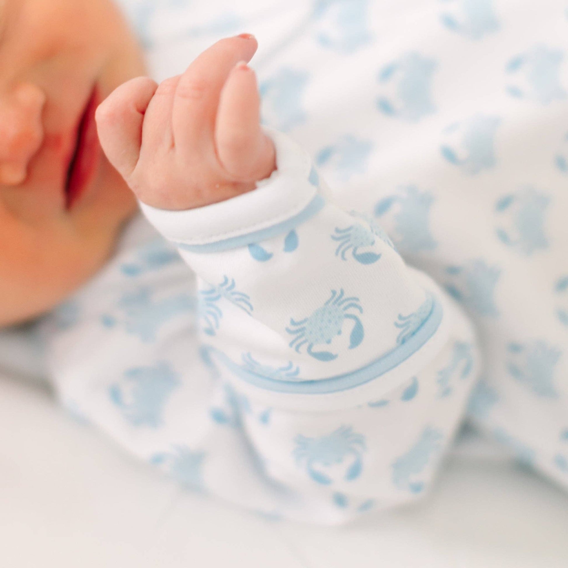 Little Crawlers Print Zip Footie - Light Blue Magnolia Baby