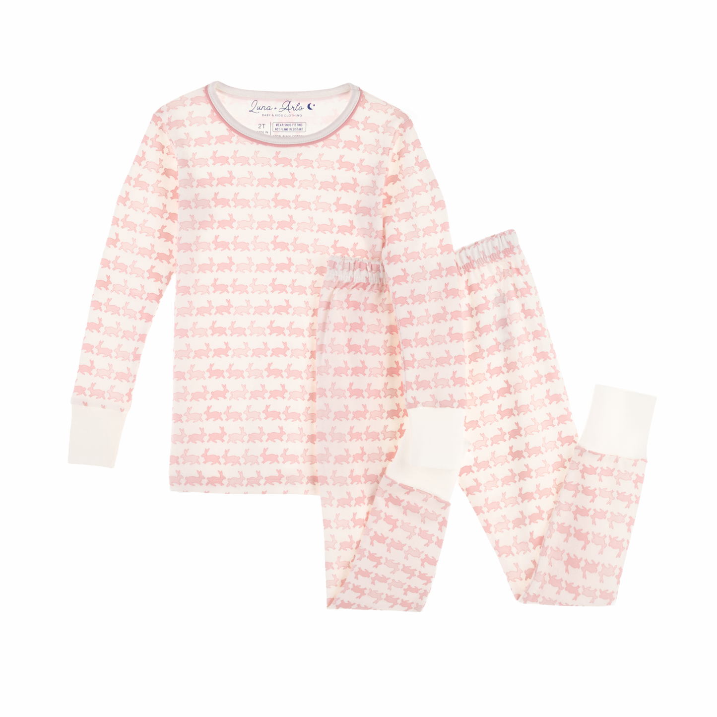 Bunny Hop Long Pajamas - Dusty Rose