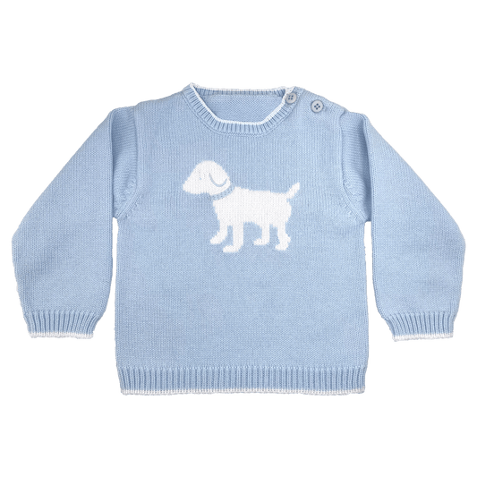 Dog Knit Sweater in Blue Petit Ami & Zubels