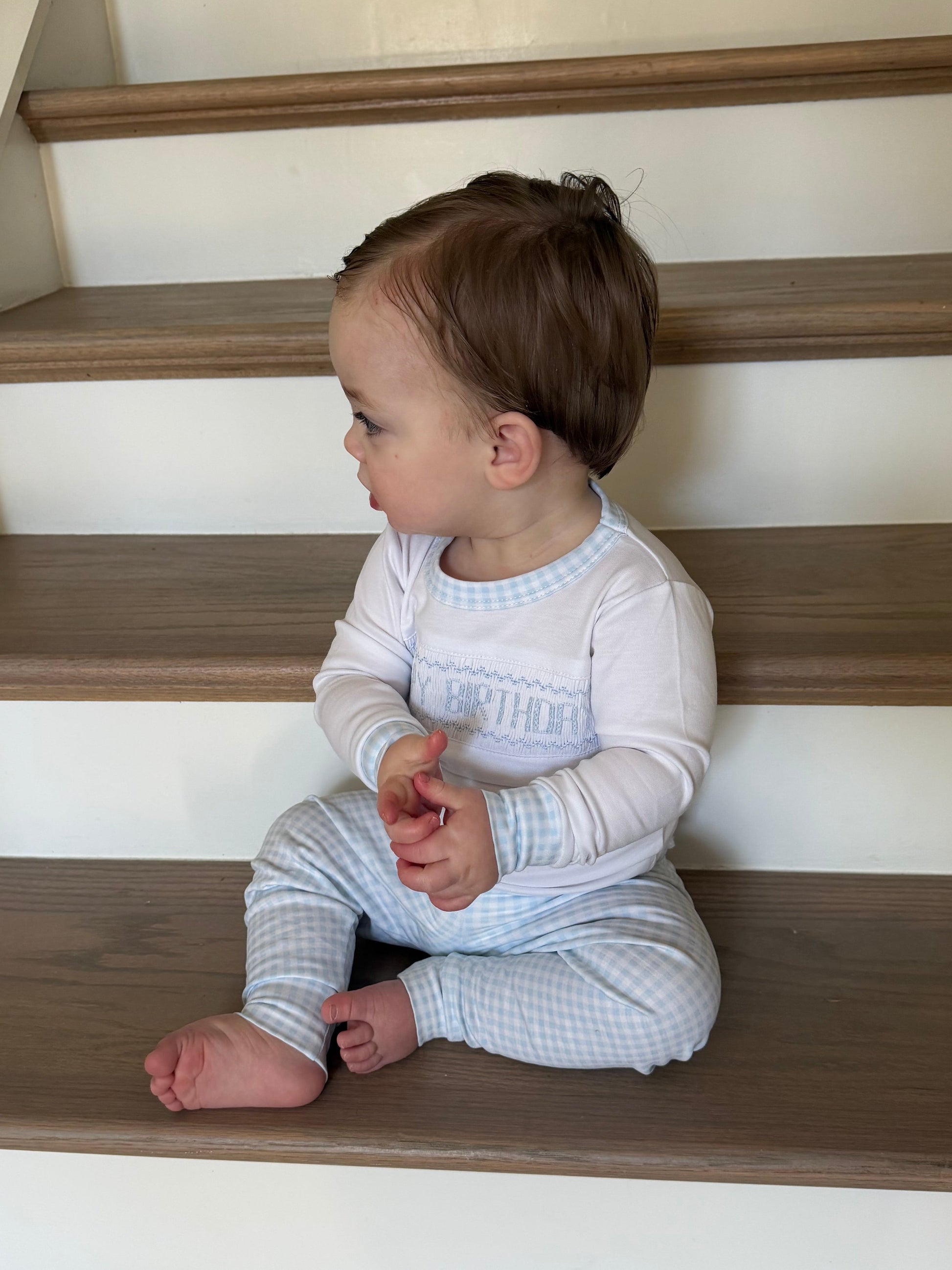 Birthday Heirloom Smocked Light Blue Pajamas Magnolia Baby