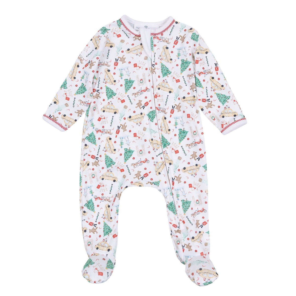 Christmas in the City Print Zip Footie Magnolia Baby