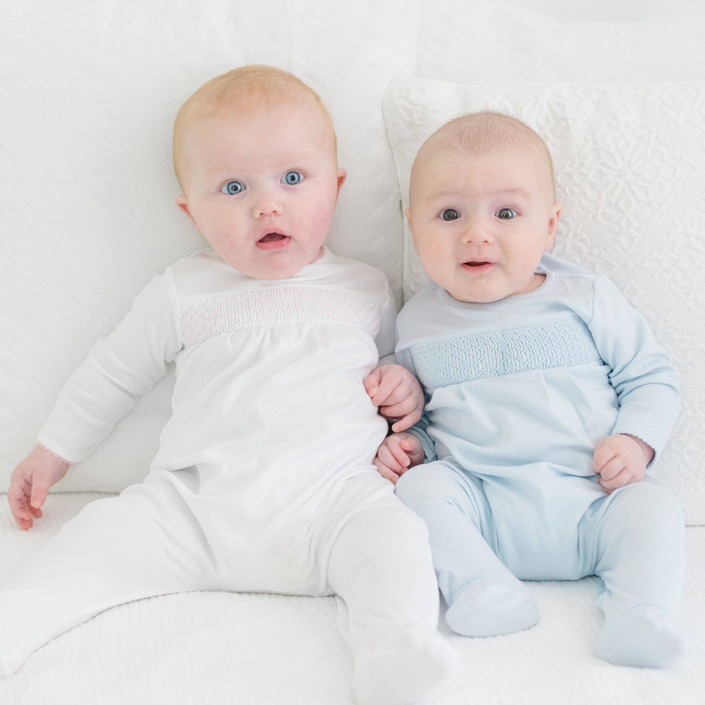 Essentials Solid Blue Smocked Footie Magnolia Baby