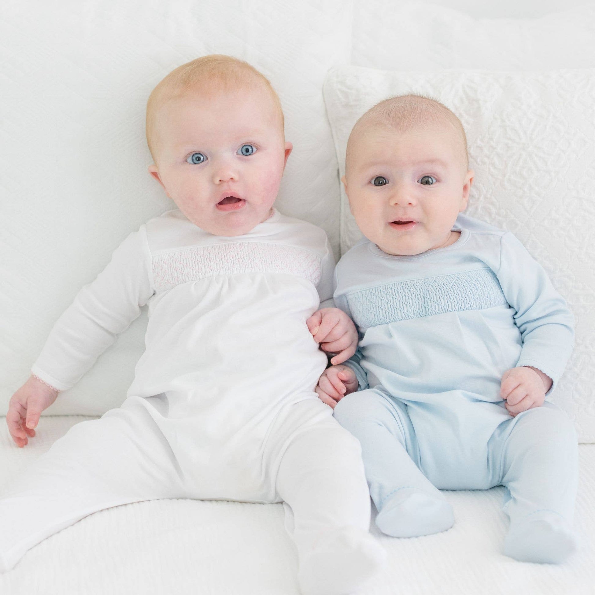 Essentials Solid Blue Smocked Footie Magnolia Baby