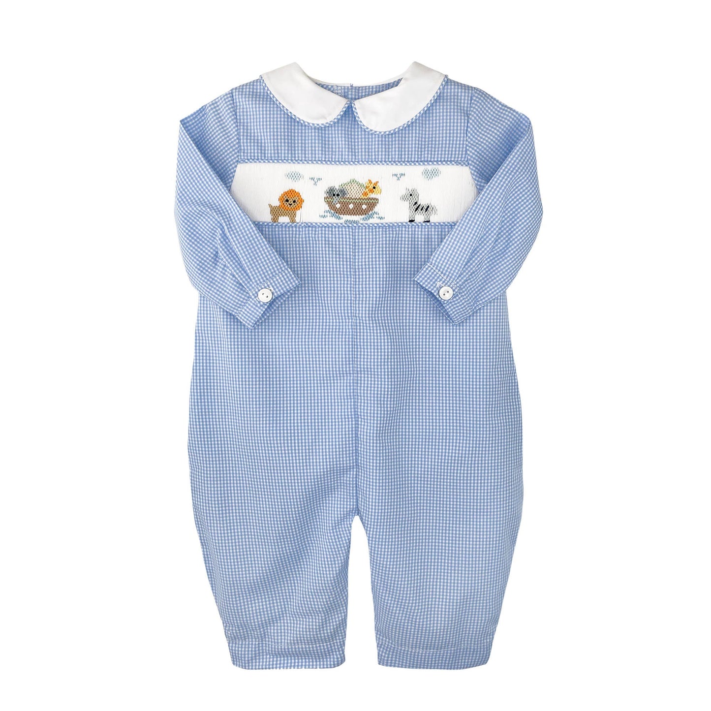 Noah’s Ark Smocked Long Sleeve Romper