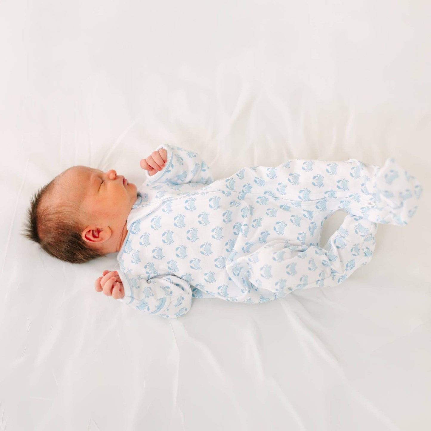 Little Crawlers Print Zip Footie - Light Blue Magnolia Baby