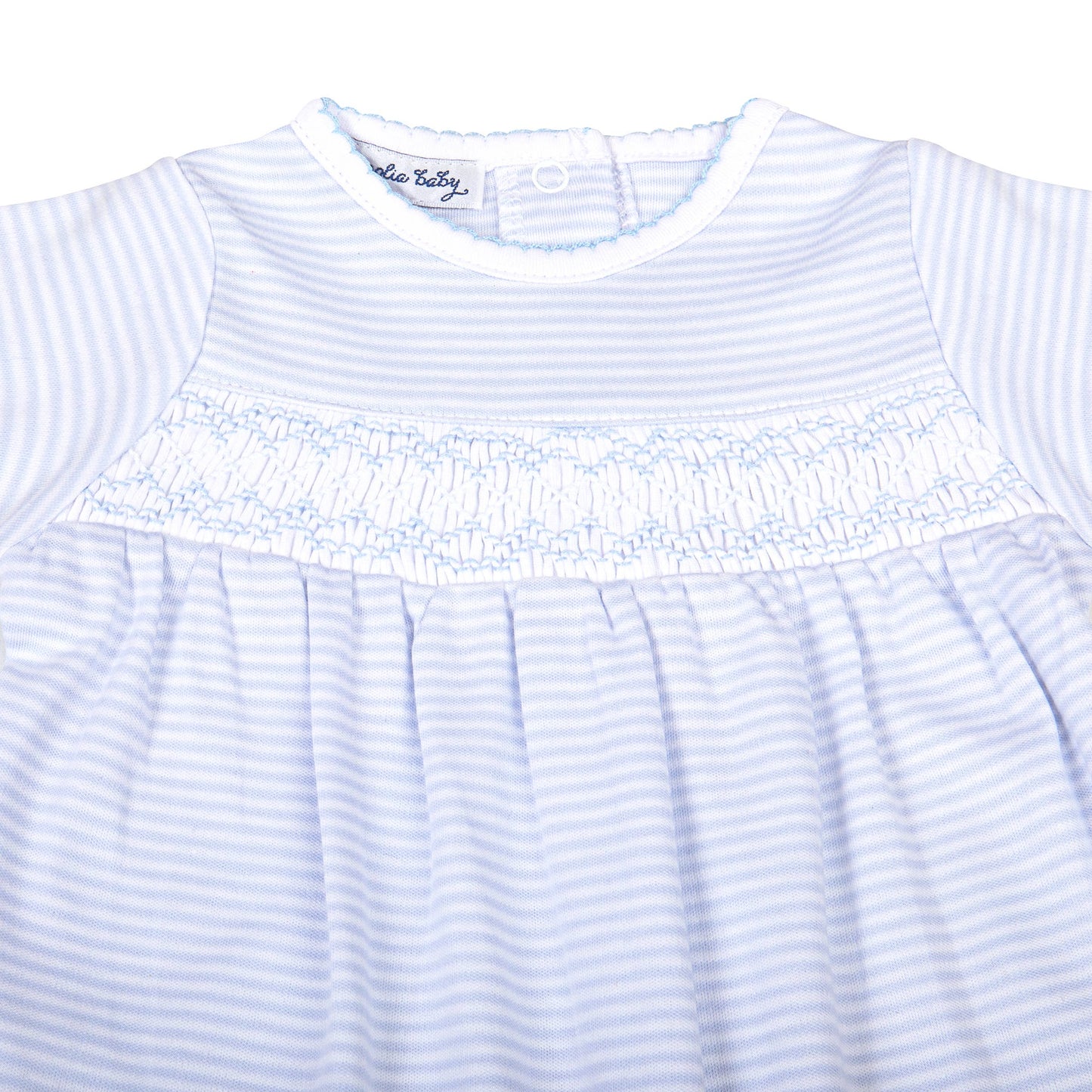 Blue Stripes Smocked Footie