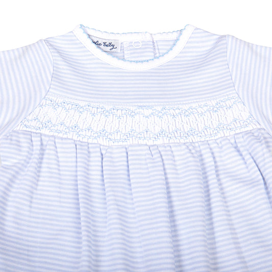 Blue Stripes Smocked Footie Lowcountry Littlewear