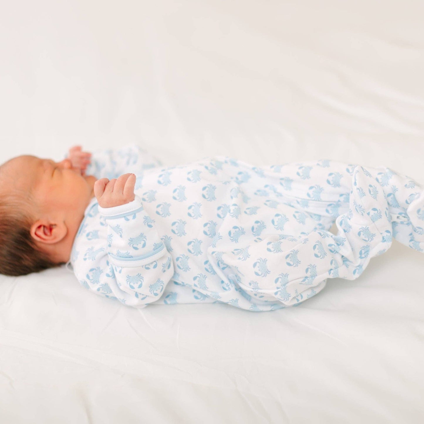 Little Crawlers Print Zip Footie - Light Blue Magnolia Baby