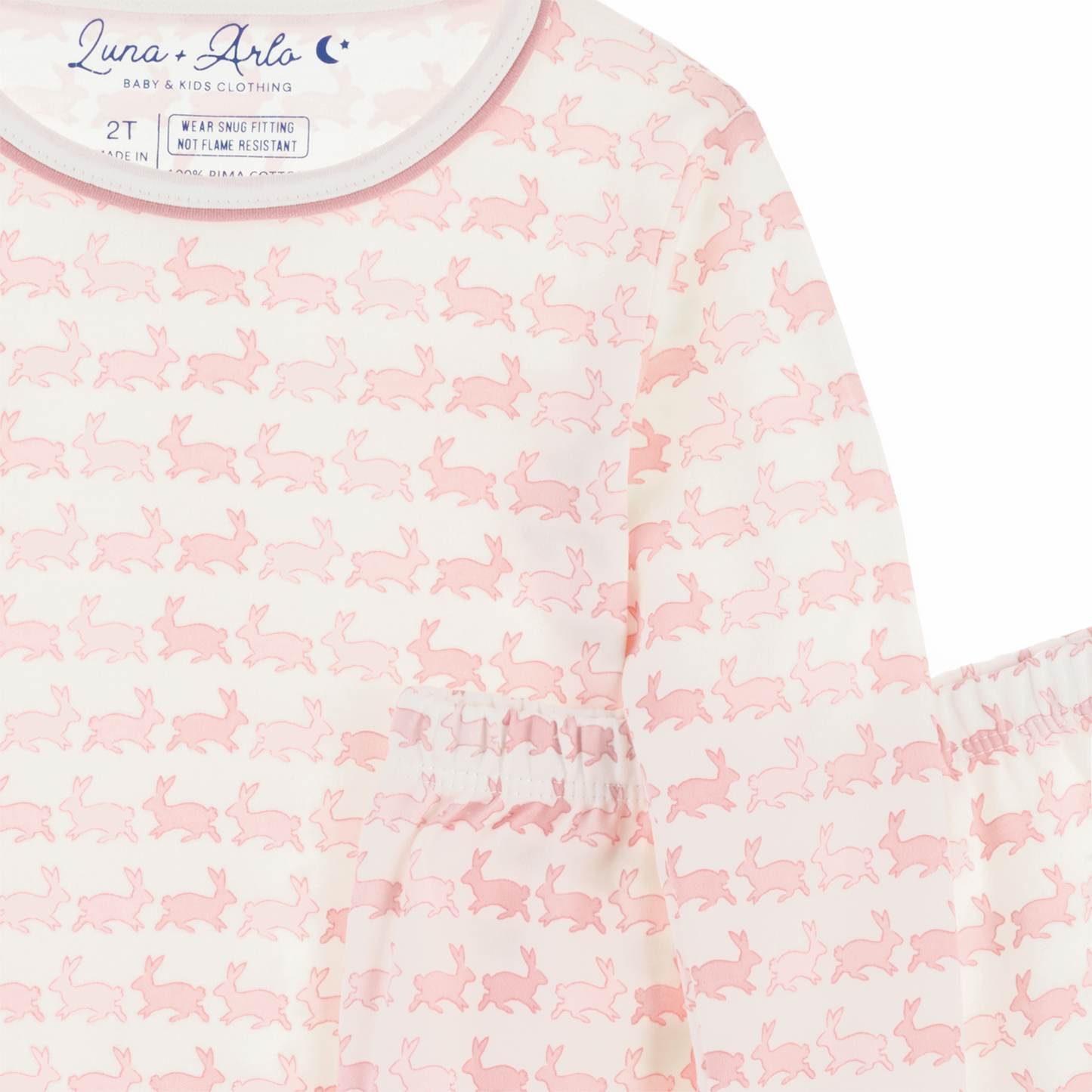 Bunny Hop Long Pajamas - Dusty Rose