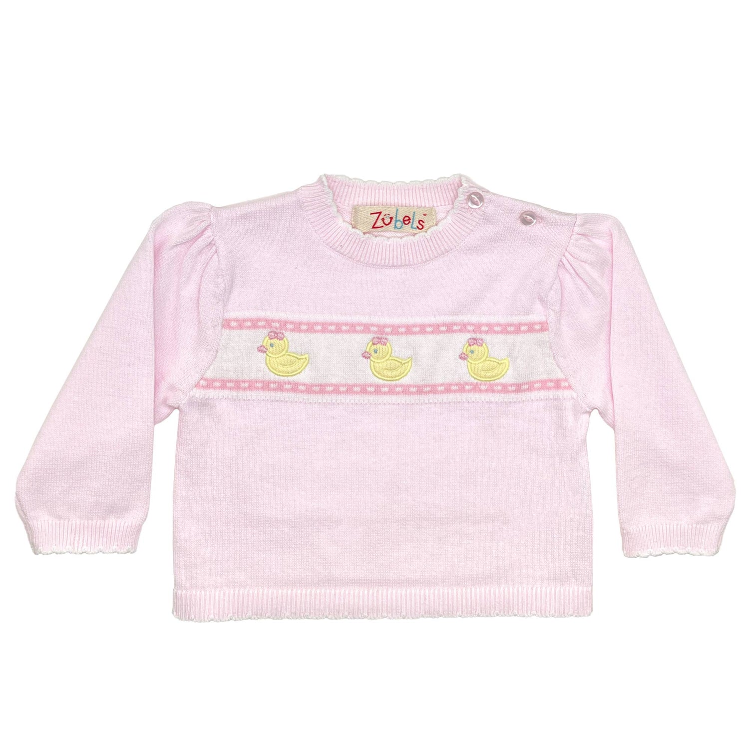 Three Little Ducks Pink Knit Sweater Petit Ami & Zubels